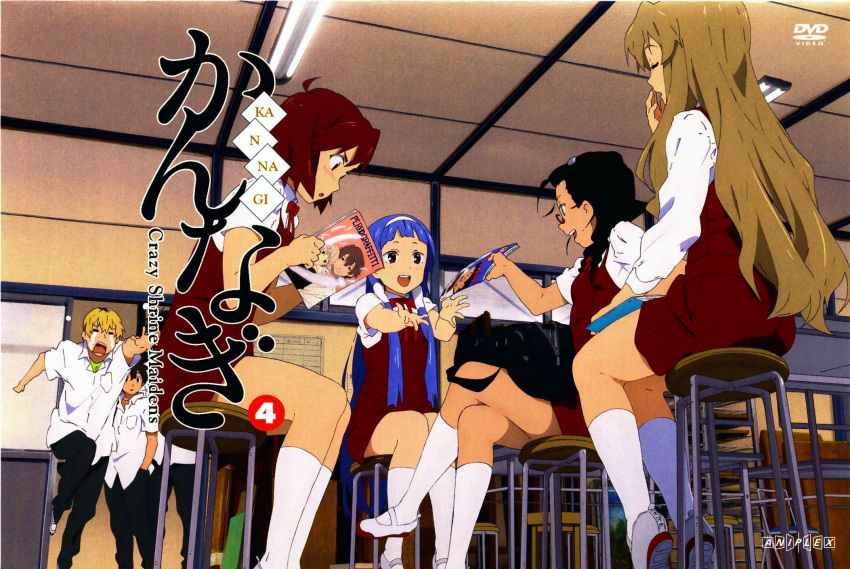2boys, 4girls, akiba_meguru, aoba_tsugumi, black_hair, blonde_hair, blue_hair, brown_hair
