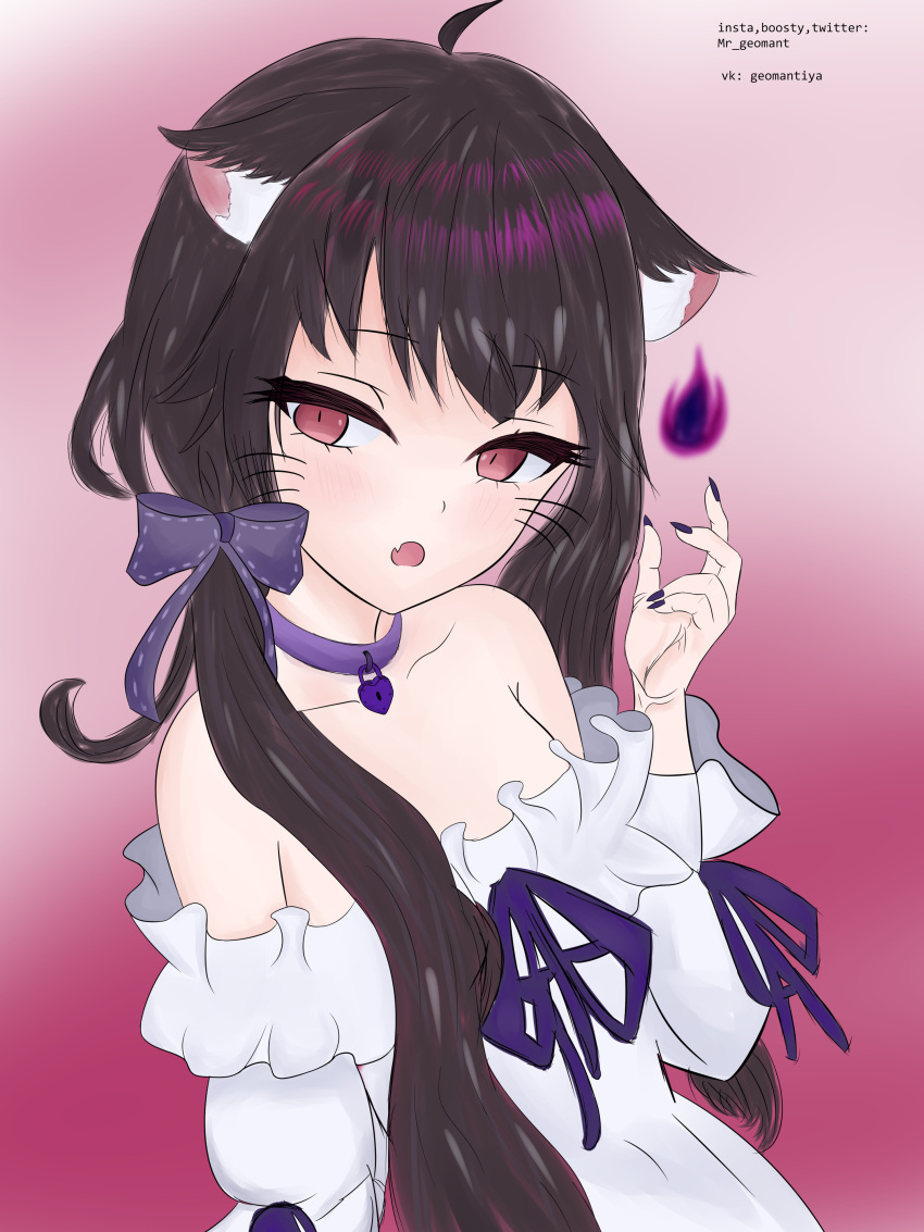 1girl, absurdres, bangs, bare_shoulders, closed_mouth, dress, eyebrows_visible_through_hair, geomant, highres, long_hair, looking_at_viewer, non-web_source, original, simple_background, standing