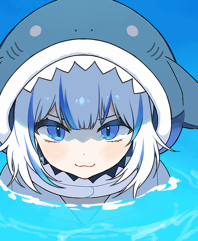 1girl, :3, animal_hood, animated, animated_gif, blinking, blue_eyes, blush