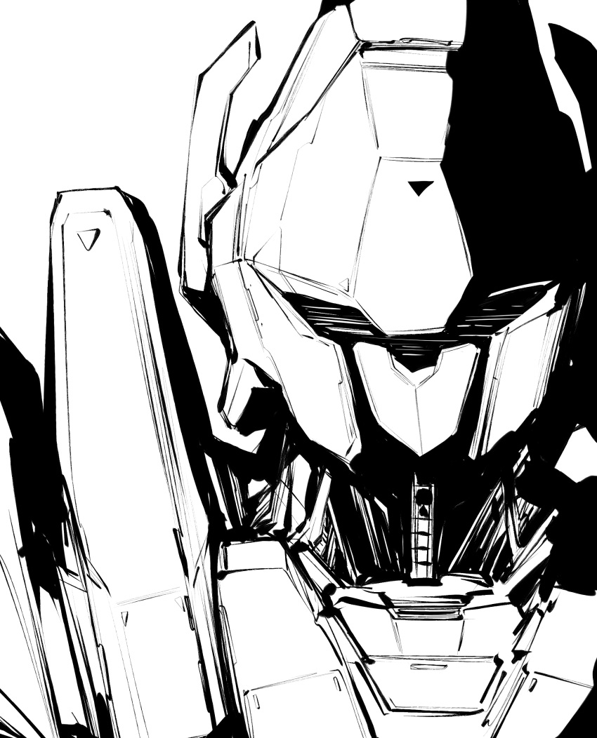 absurdres, greyscale, highres, ishiyumi, juusenki_l-gaim, l-gaim, looking_at_viewer, mecha