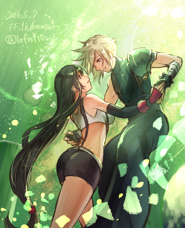 1boy, 1girl, armor, ass, black_hair, black_skirt, blonde_hair, blue_eyes