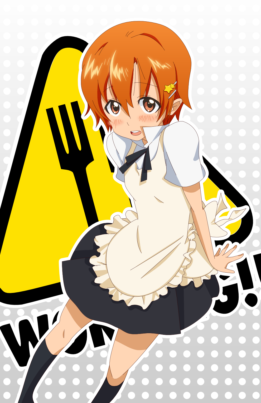 gotounoriji, hair_ornament, hairpin, highres, inami_mahiru, orange_eyes, orange_hair, short_hair