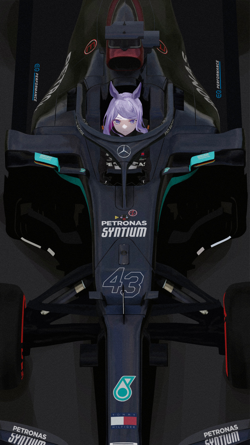 1girl, absurdres, animal_ears, arasaka_inu, bangs, black_gloves, black_racing_suit, car