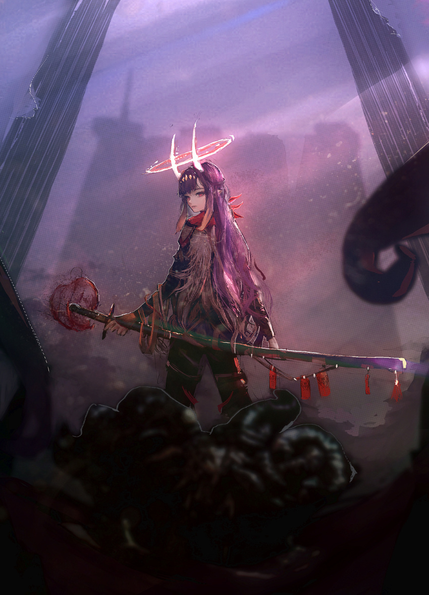 1girl, bangs, blunt_bangs, elden_ring, halo, highres, hololive, horns
