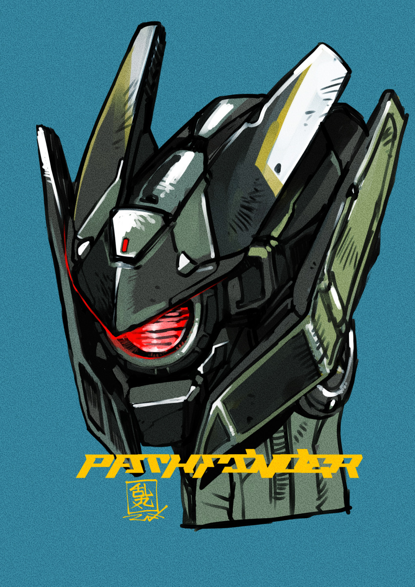 apex_legends, bad_bot_pathfinder, blue_background, character_name, glowing, glowing_eye, head_only, highres