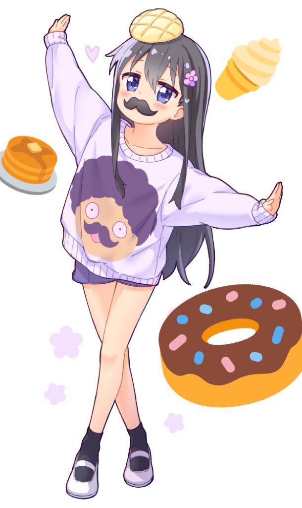 1girl, arm_up, bangs, black_hair, black_legwear, blue_eyes, blue_shorts, blush
