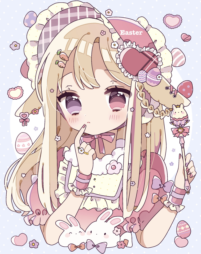 1girl, :<, absurdres, animal_ears, bangs, blonde_hair, blush, bonnet