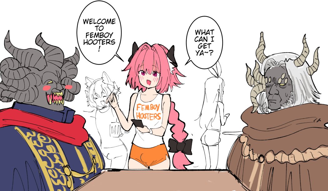 5boys, animal_ears, astolfo_(fate), bangs, blend_s, blue_robe, blush, blush_stickers
