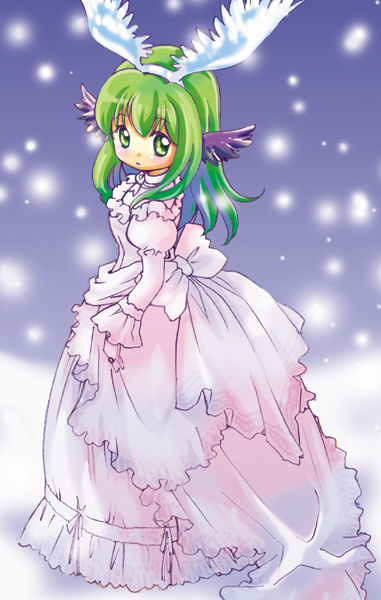 1girl, alternate_costume, bangs, black_wings, blush, commentary_request, dated_commentary, dress