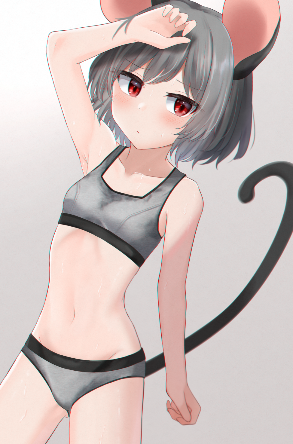 1girl, animal_ears, bangs, breasts, buruma, closed_mouth, cowboy_shot, dakuazu