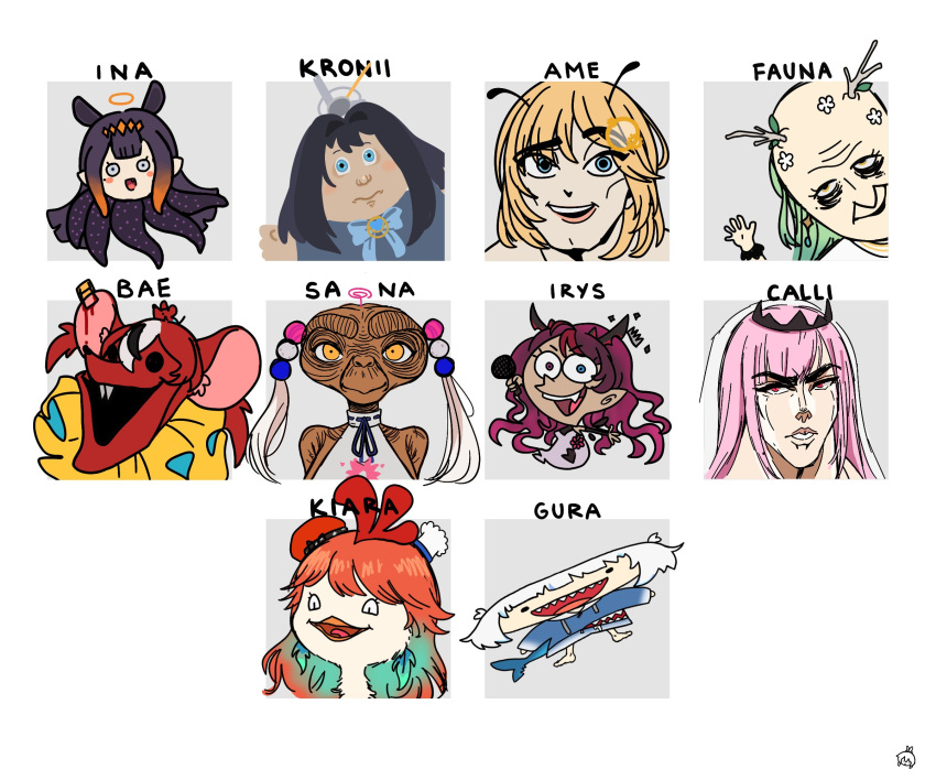 6+girls, alien, animal_ears, bald, bangs, bee_movie, bird, blonde_hair