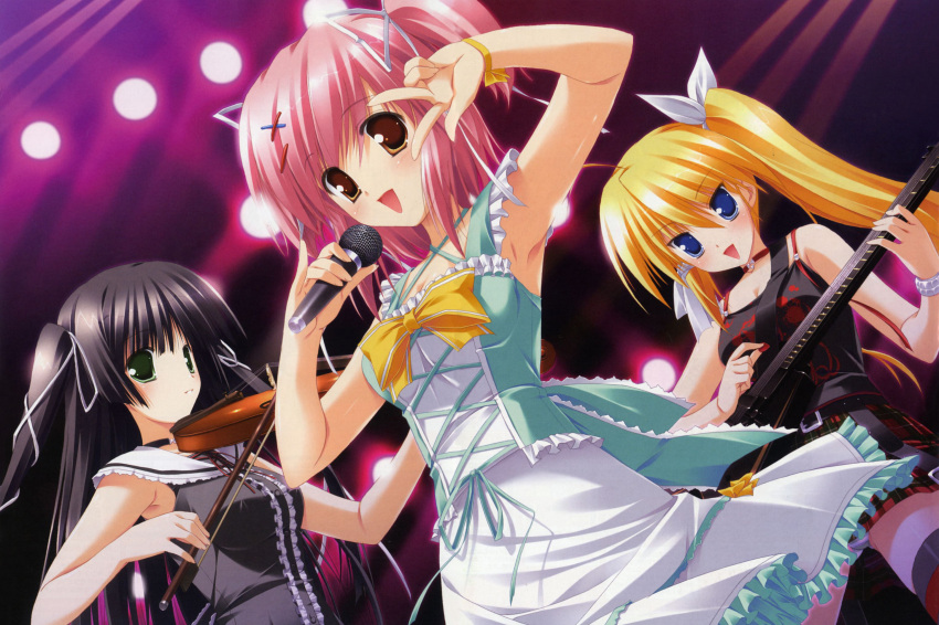 bleed_through, fixed, fujisawa_kyou, guitar, katase_naru, kugenuma_ayane, meroq, minna_no_uta