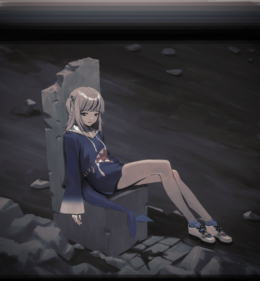 1girl, absurdres, bangs, blue_eyes, blue_hair, blue_hoodie, blunt_bangs, closed_mouth