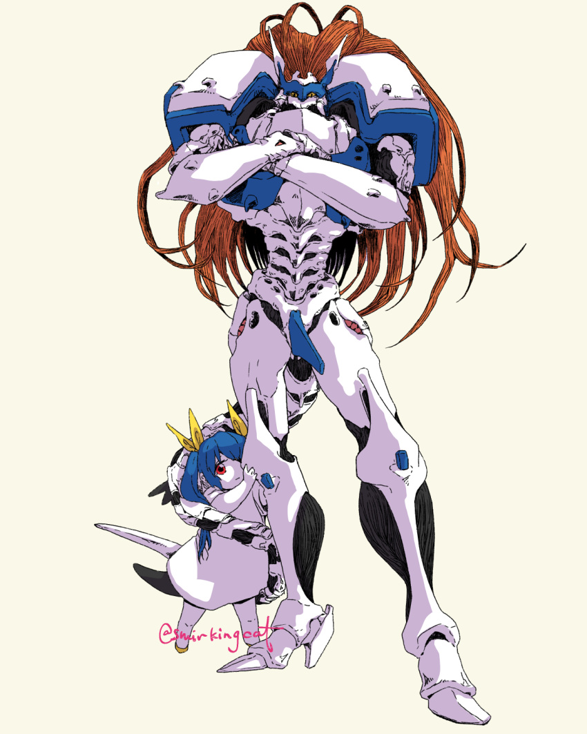 2girls, child, clenched_hand, crossed_arms, dizzy_(guilty_gear), guilty_gear, hair_ribbon, highres