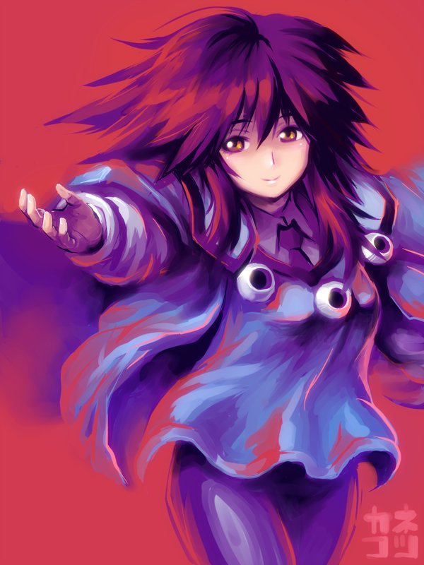 1girl, black_hair, brown_eyes, cloak, closed_mouth, collared_shirt, kaneko_tsukasa, long_hair