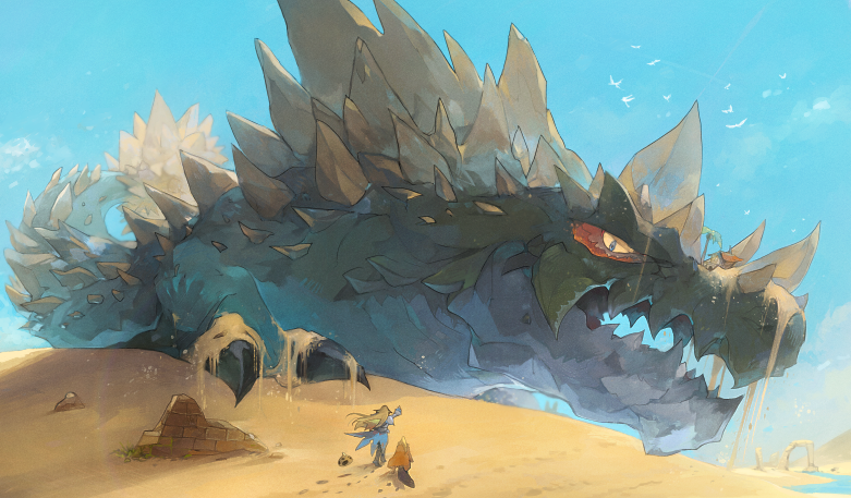 1girl, animal_focus, arm_up, armor, blonde_hair, blue_cape, blue_eyes, blue_sky