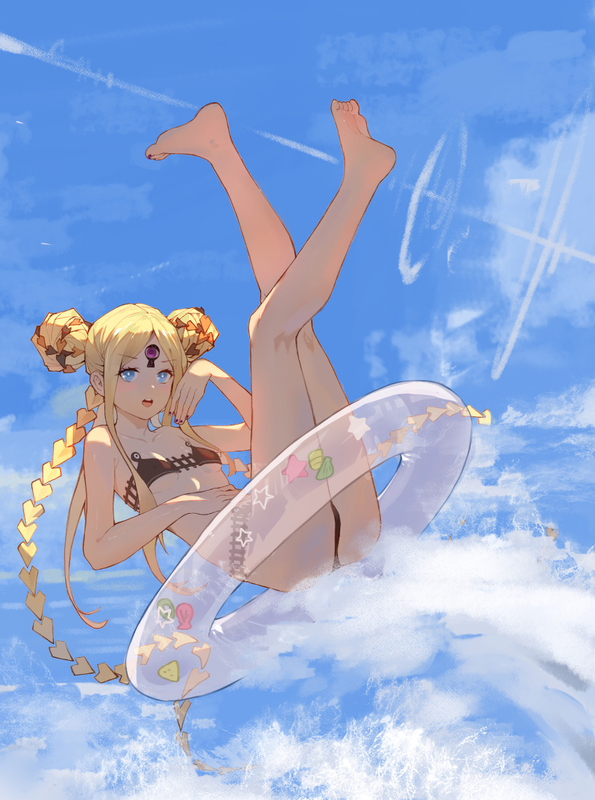 1girl, abigail_williams_(emerald_float)_(fate), abigail_williams_(fate), absurdres, adapted_costume, bangs, bare_arms, bare_legs