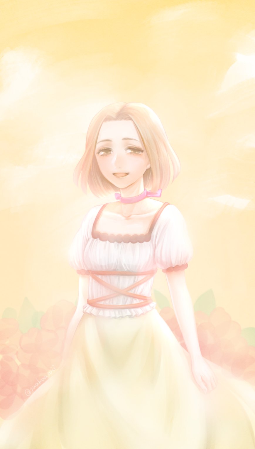 1girl, annallee_(suikoden), breasts, brown_hair, dress, forehead, gensou_suikoden, gensou_suikoden_ii