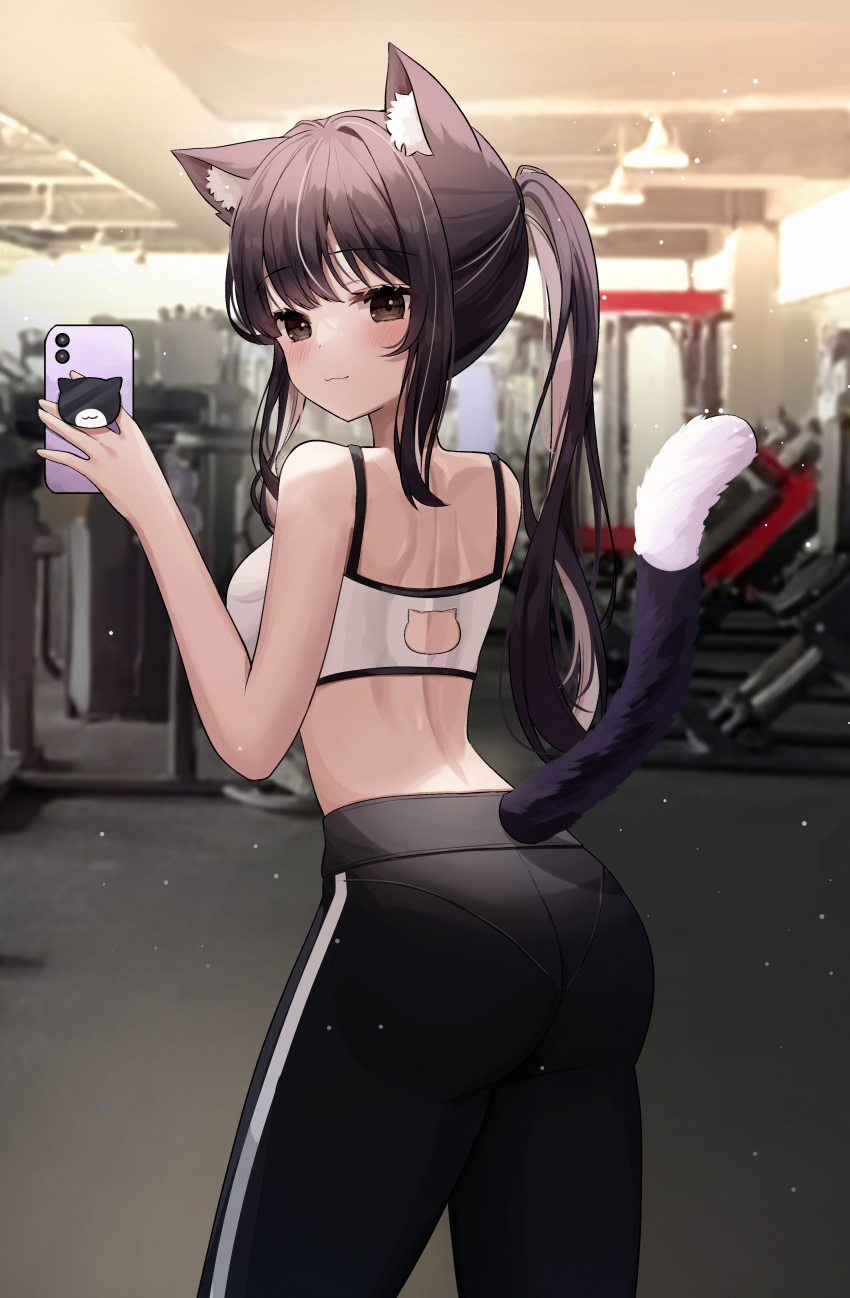 1girl, :3, absurdres, animal_ear_fluff, animal_ears, arched_back, ass, back