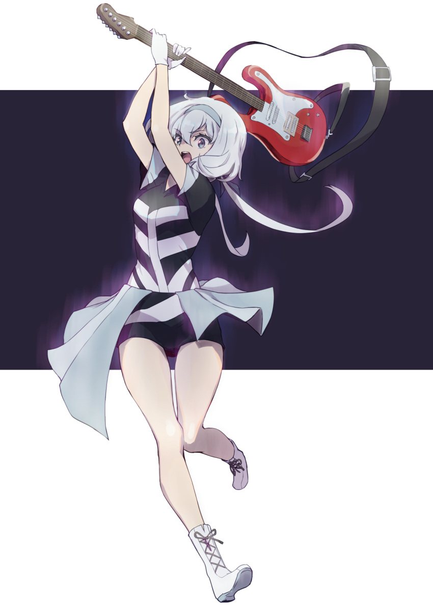 1girl, blue_eyes, guitar, highres, instrument, konno_junko, solo, tenkey2022