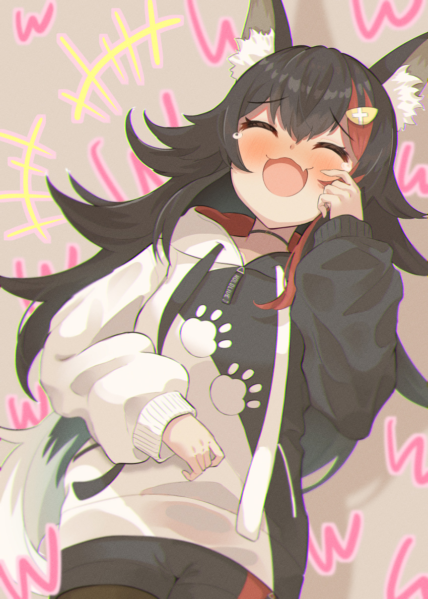 1girl, absurdres, animal_ears, bankamba, black_hair, closed_eyes, highres, hololive