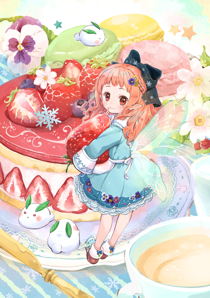 1girl, absurdres, bare_legs, blush, boots, bow, braid, butter_knife