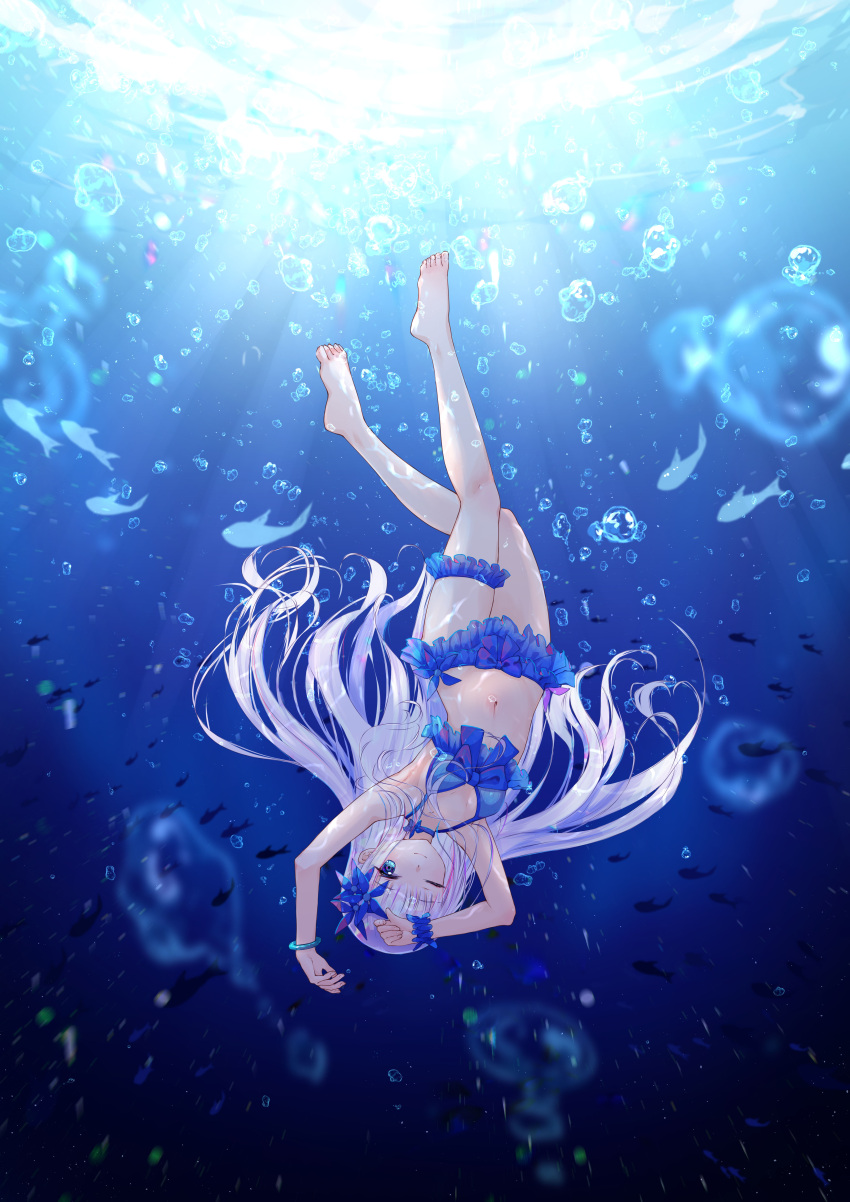 1girl, absurdres, blue_eyes, highres, kenja_no_deshi_wo_nanoru_kenja, long_hair, mira_(kendeshi), silver_hair
