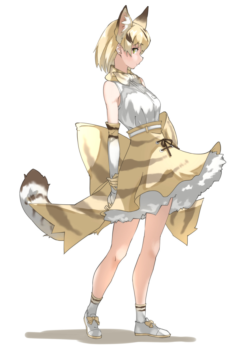1girl, absurdres, animal_ear_fluff, animal_ears, arms_behind_back, bare_shoulders, blonde_hair, bow