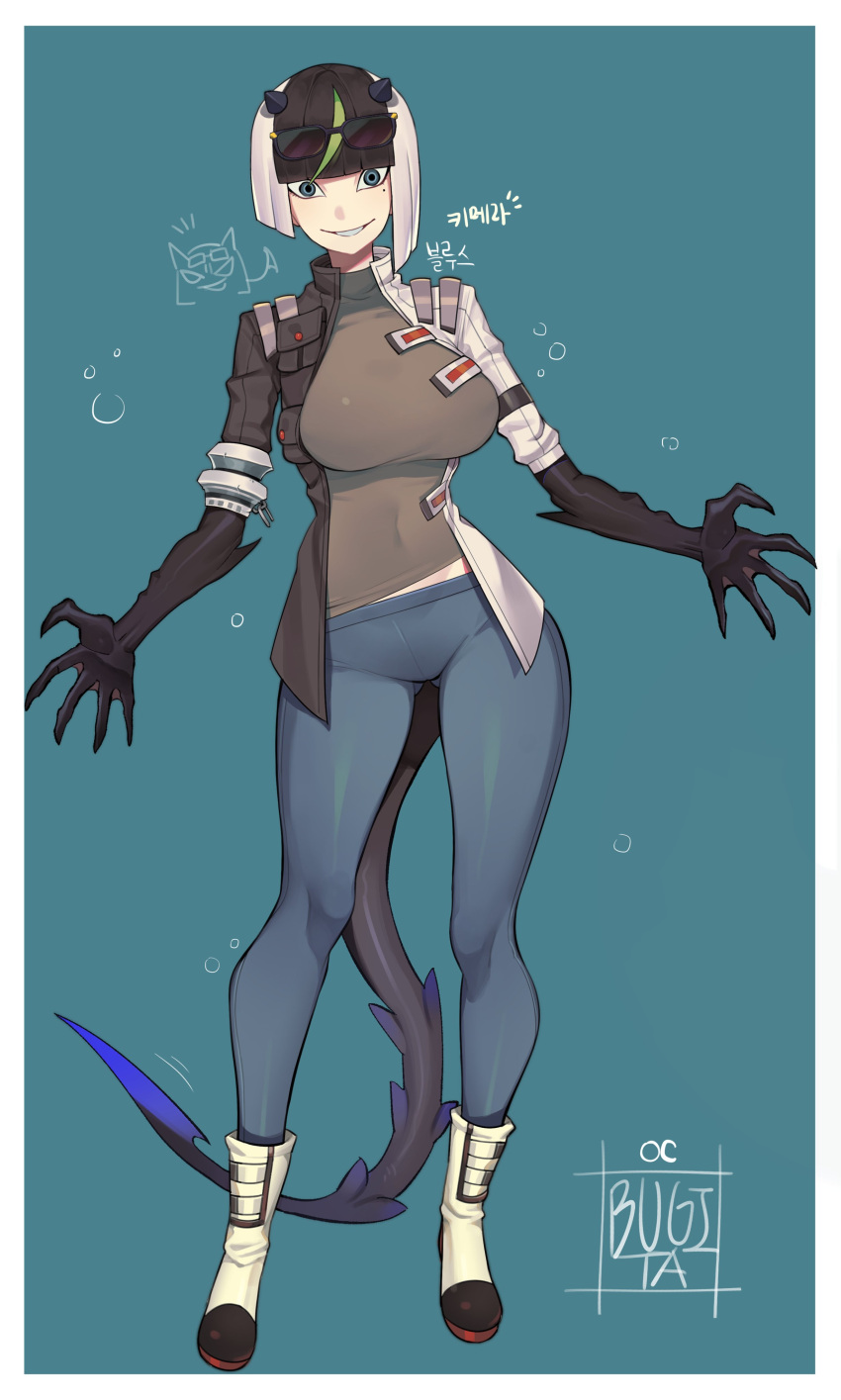 1girl, absurdres, air_bubble, black_hair, black_jacket, blue_eyes, border, broken