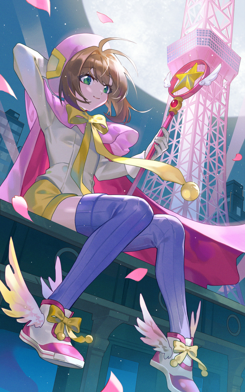 1girl, absurdres, brown_hair, cardcaptor_sakura, child, green_eyes, highres, jyuma