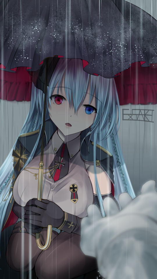 1girl, azur_lane, bangs, black_gloves, black_legwear, blue_cloak, blue_eyes, blue_hair