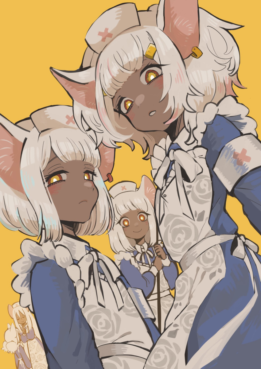 animal_ears, apron, armband, dark-skinned_female, dark_skin, earrings, fate/grand_order, fate_(series)