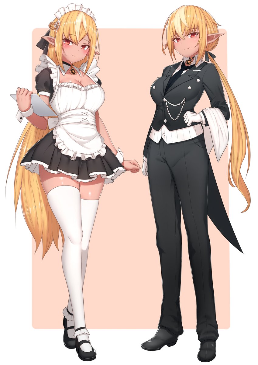1girl, alternate_costume, apron, breasts, bu_li, dark-skinned_female, dark_skin, enmaided