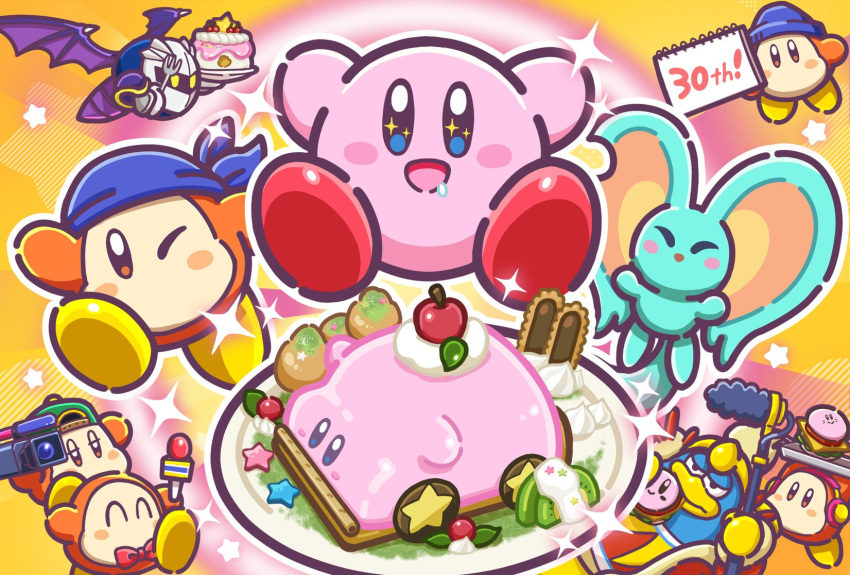 anniversary, armor, artist_request, bandana_waddle_dee, bat_wings, blue_eyes, blush_stickers, boom_microphone