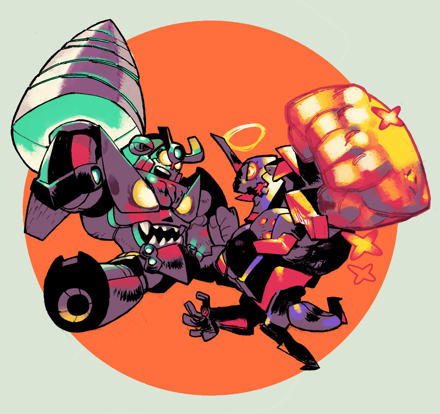 chibi, clenched_hand, crossover, drill, eva_01, evangelion:_3.0_you_can_(not)_redo, gurren-lagann, halo