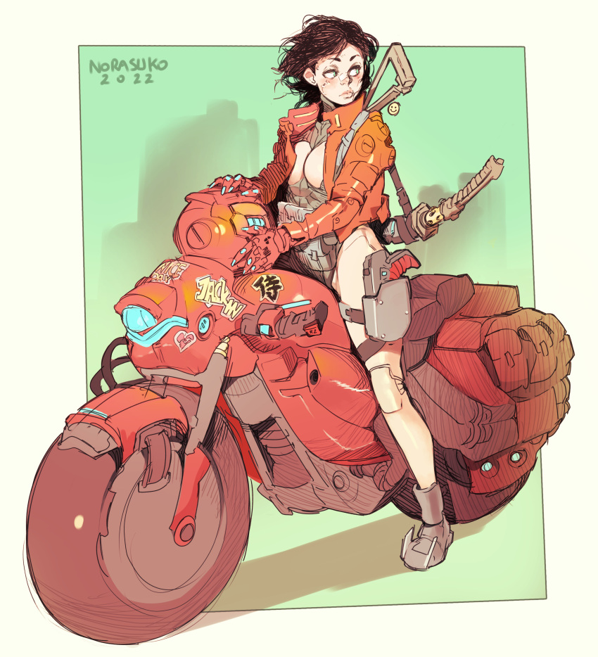 1girl, 2022, absurdres, artist_name, breasts, cyberpunk_2077, english_commentary, floating_hair