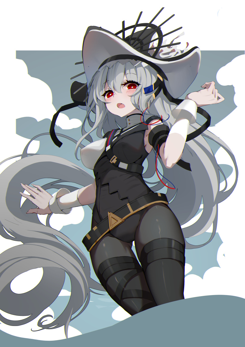 1girl, :o, absurdres, adapted_costume, arknights, ass_visible_through_thighs, bangs, bear_hat