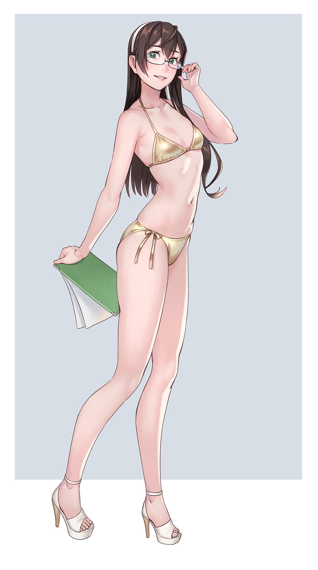 1girl, alternate_costume, ass, bangs, bare_arms, bare_legs, bare_shoulders, bikini