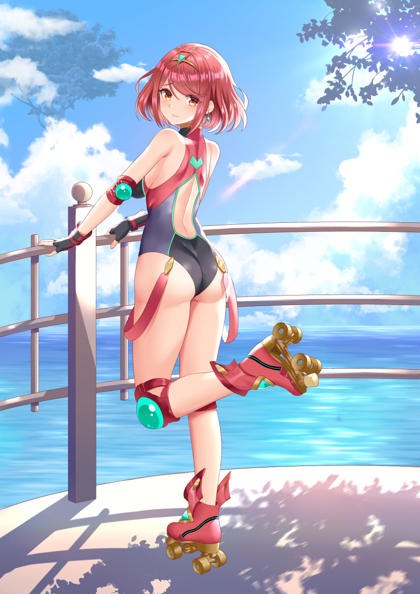 1girl, absurdres, bangs, black_swimsuit, breasts, competition_swimsuit, covered_collarbone, headpiece