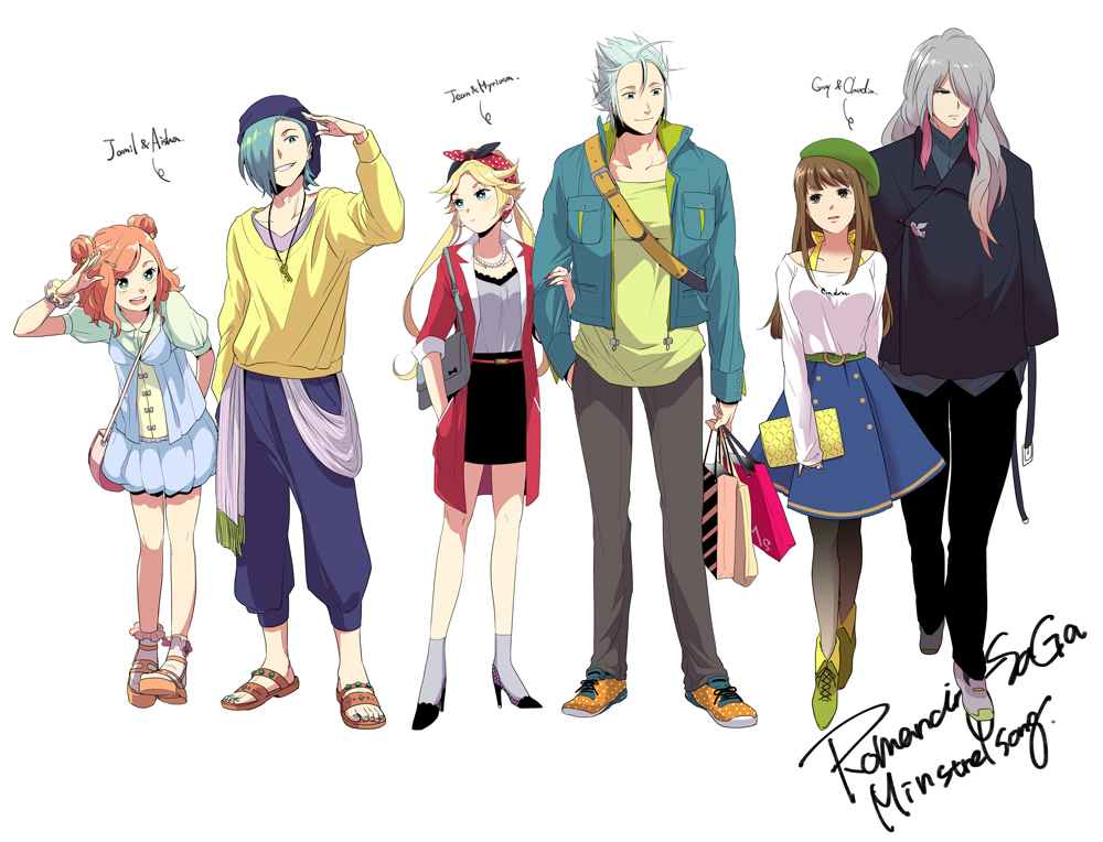 3boys, 3girls, aisha_(saga), blonde_hair, breasts, chimaki_(impressiveanarchy), claudia_(saga), closed_mouth