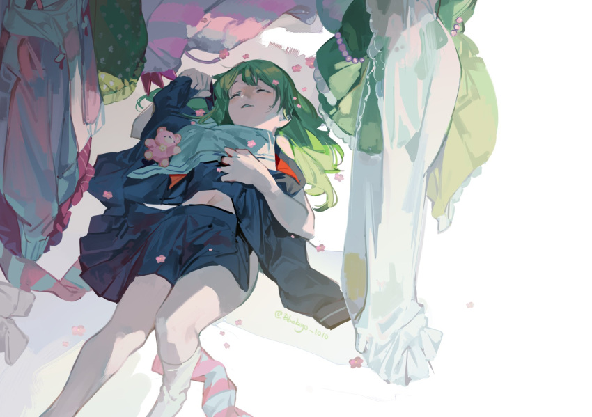 1girl, arm_up, artist_name, bangs, bokyo, closed_eyes, clothes_blanket, clothes_removed