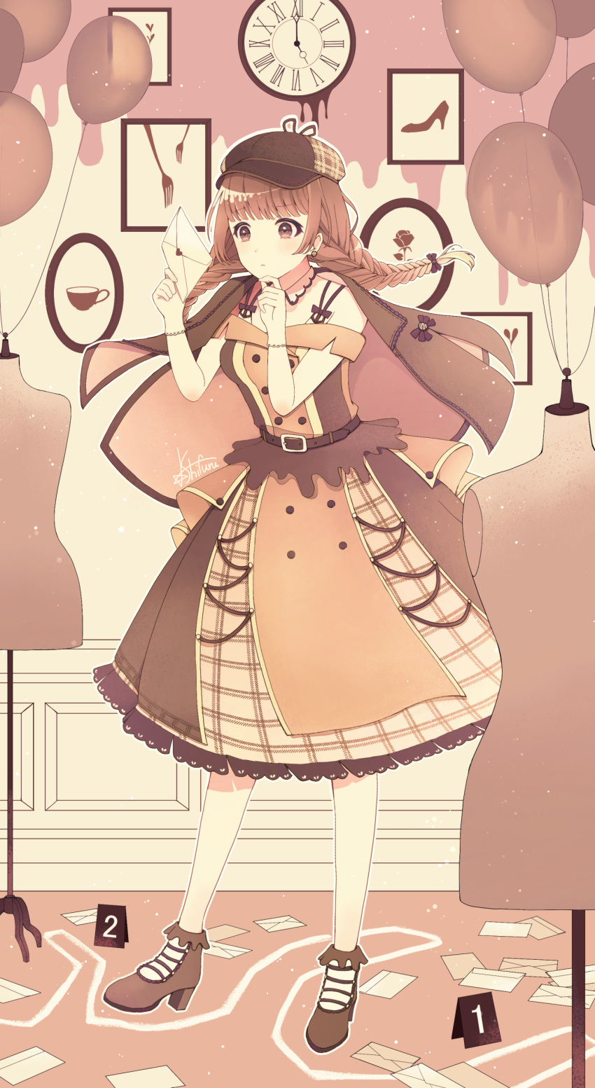 1girl, absurdres, ankle_boots, balloon, bangs, belt, blunt_bangs, boots