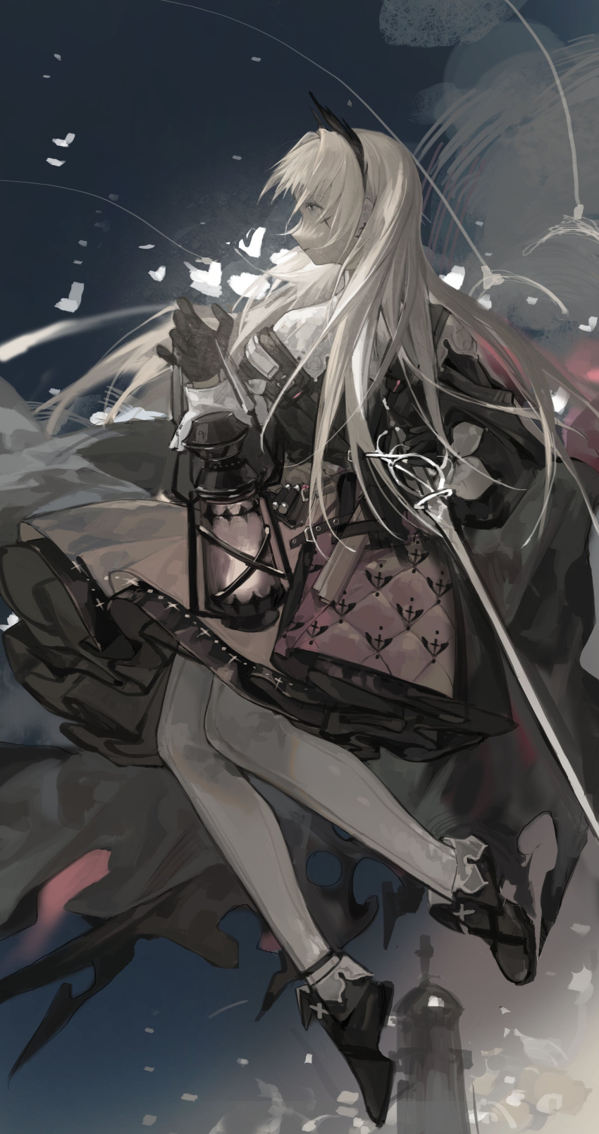 1girl, absurdres, ankle_boots, arknights, belt, black_footwear, black_gloves, black_jacket