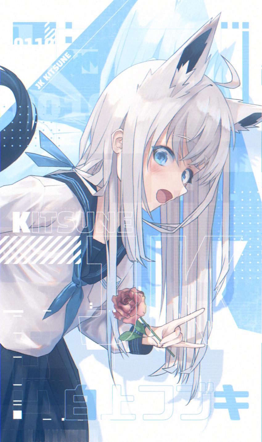 1girl, absurdres, ahoge, animal_ear_fluff, animal_ears, bangs, blue_eyes, blue_neckerchief