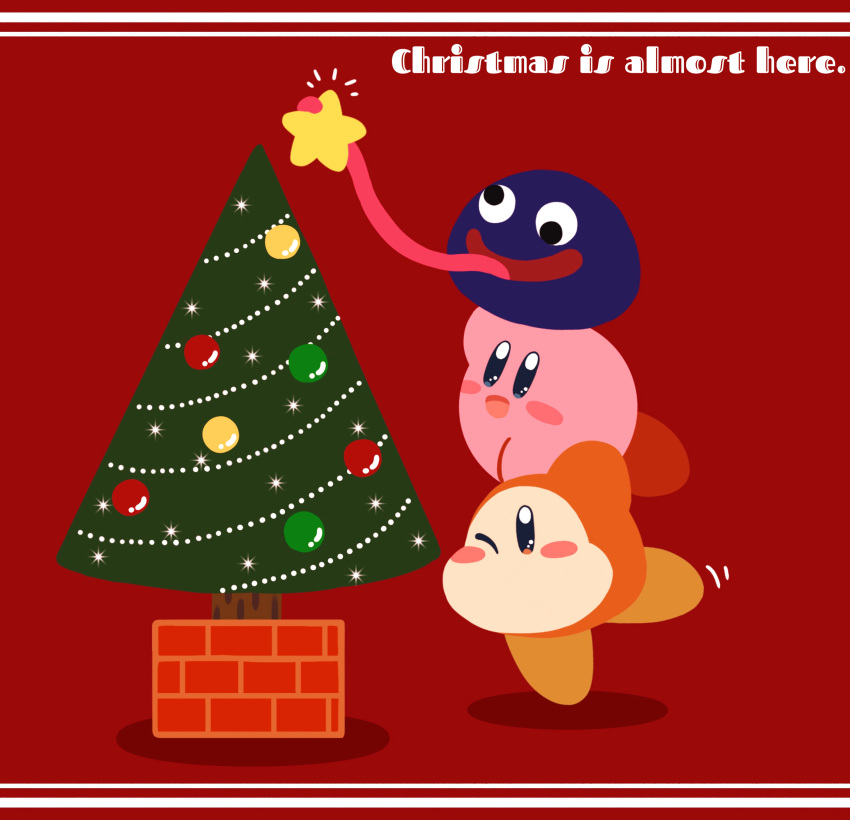 absurdres, arm_up, bauble, black_eyes, blue_eyes, blush, blush_stickers, christmas