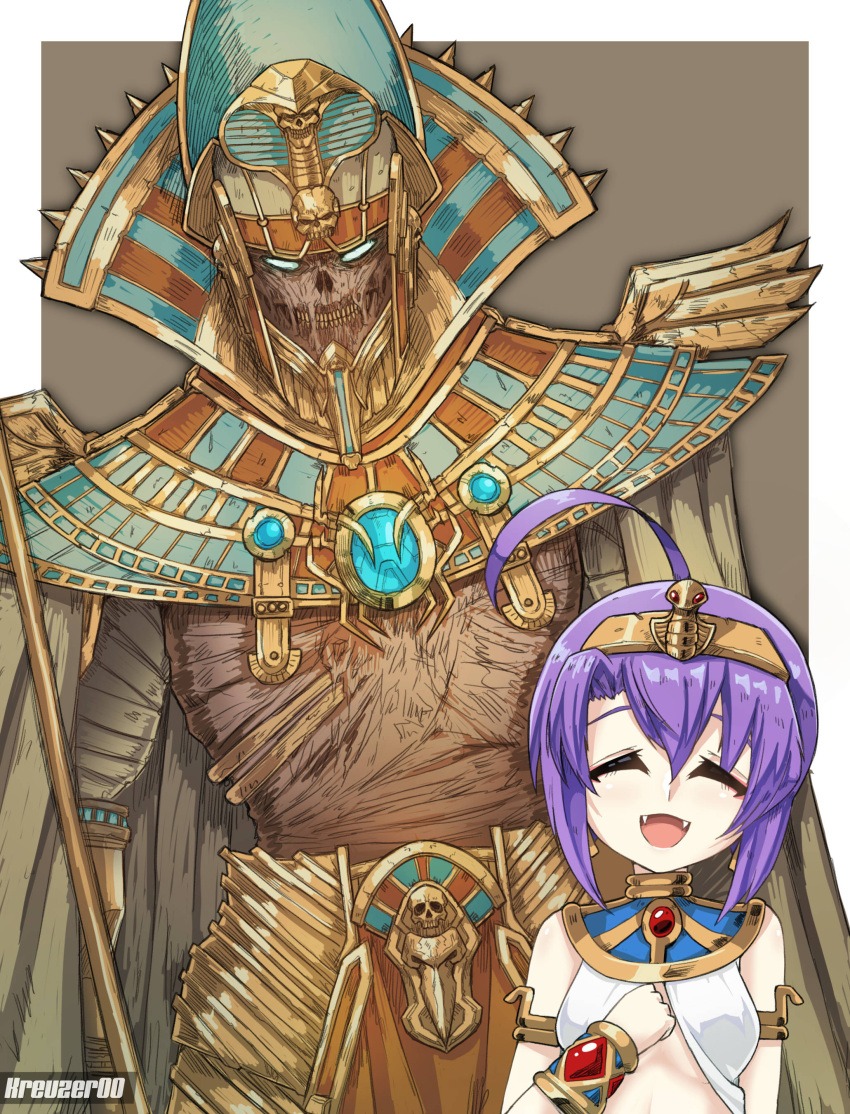 1boy, 1girl, absurdres, ahoge, breasts, closed_eyes, commentary, corpse