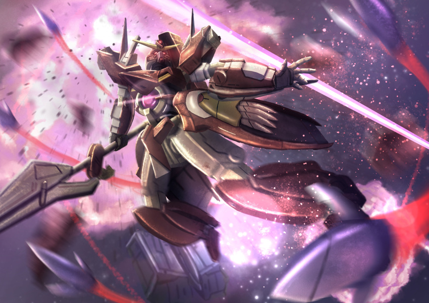 absurdres, explosion, flying, funnels_(gundam), gundam, gundam_00, gundam_throne_zwei, highres