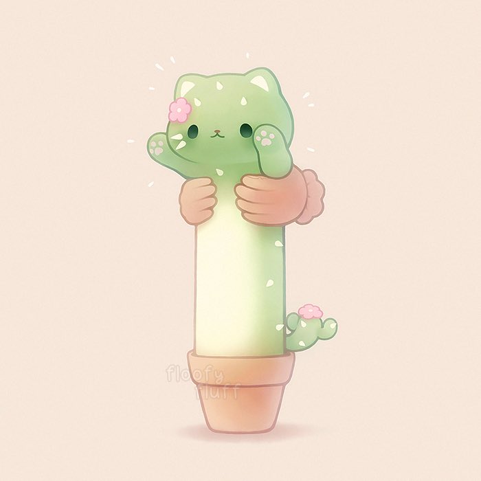 artist_name, brown_gloves, cactus, cat, disembodied_limb, flower, gloves, ida_(floofyfluff)