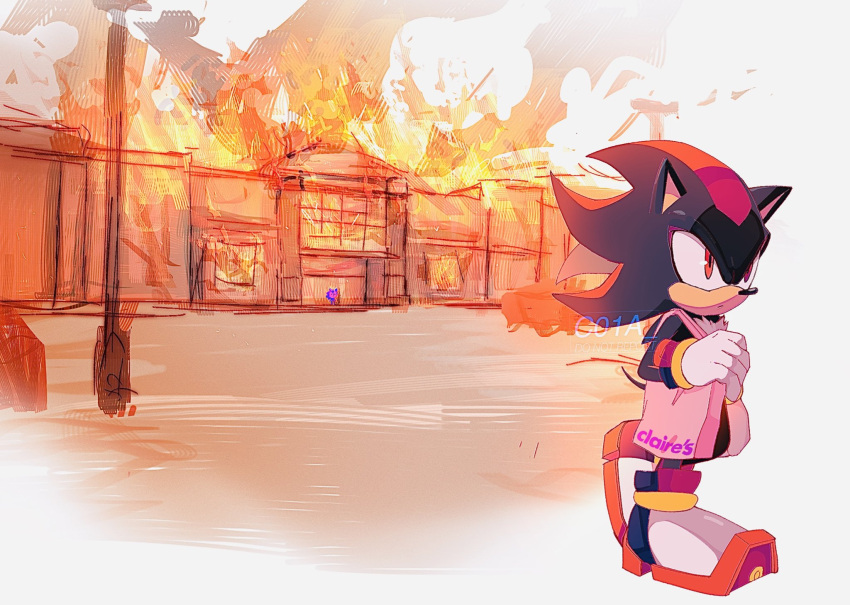 2boys, artist_name, bag, black_hair, building, burning, c01a_(cola), claire's_(company)