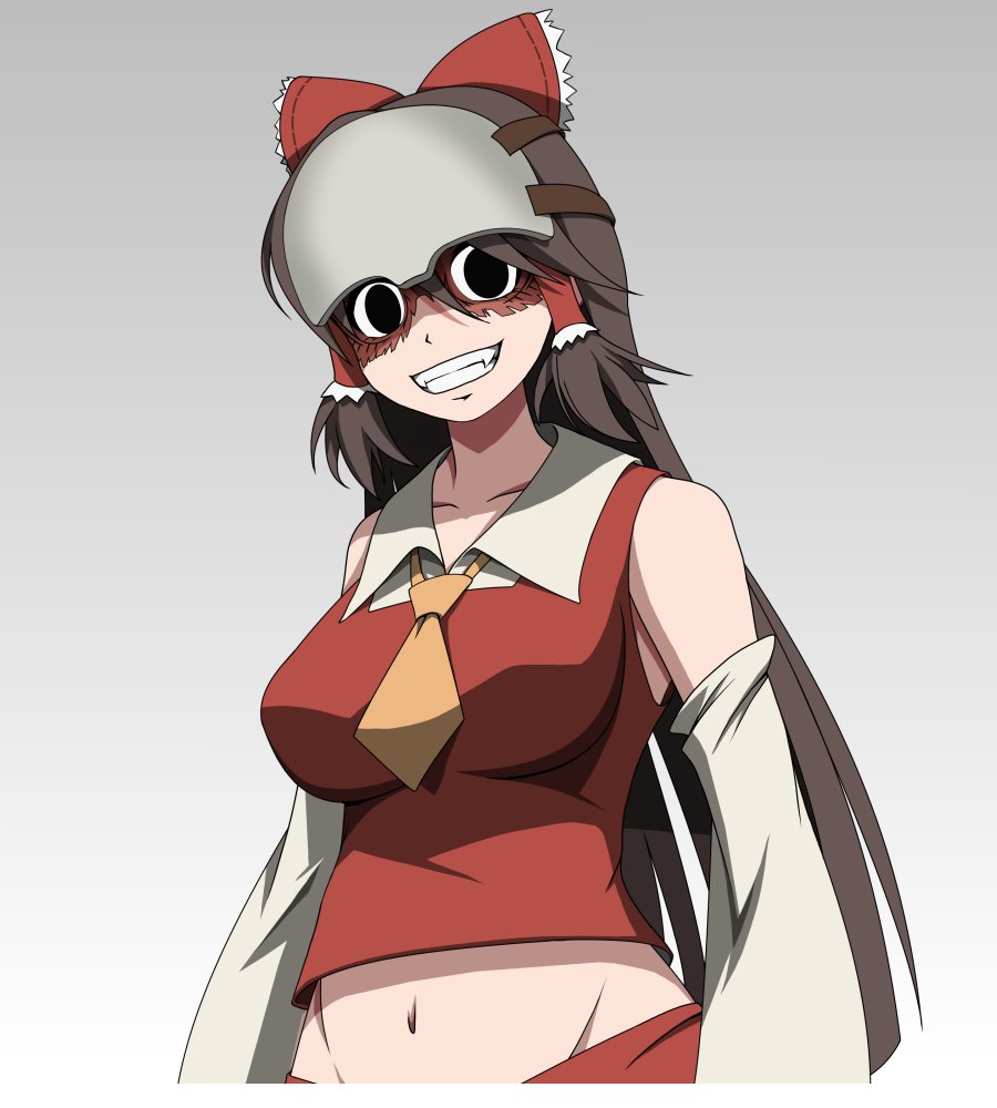 1girl, bangs, black_eyes, breasts, brown_hair, burn_scar, collared_shirt, commentary_request